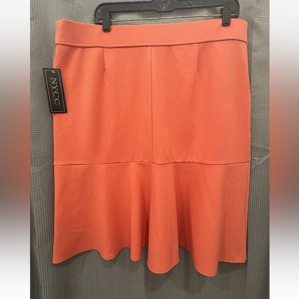 NWT NYCC Coral Button Front Skirt Size XL Peach Business Career pockets ruffle - Picture 5 of 5